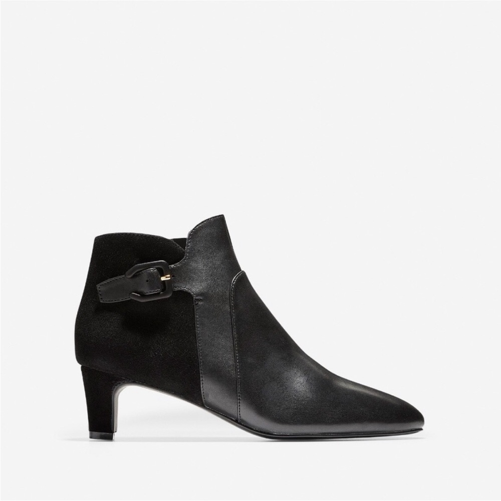 Cole Haan Sylvia Bootie in Leather & Suede | Black
